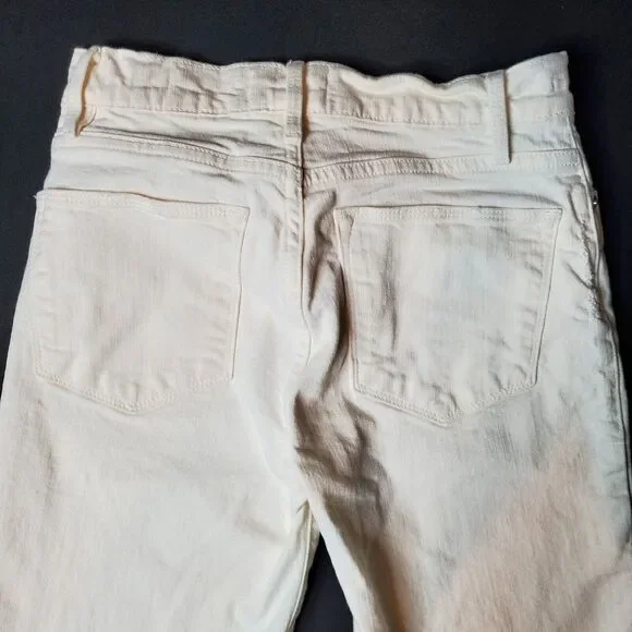 Frame Women Size 24 Le High Straight Jean Raw Stagger Hem Distressed White - Picture 4 of 9